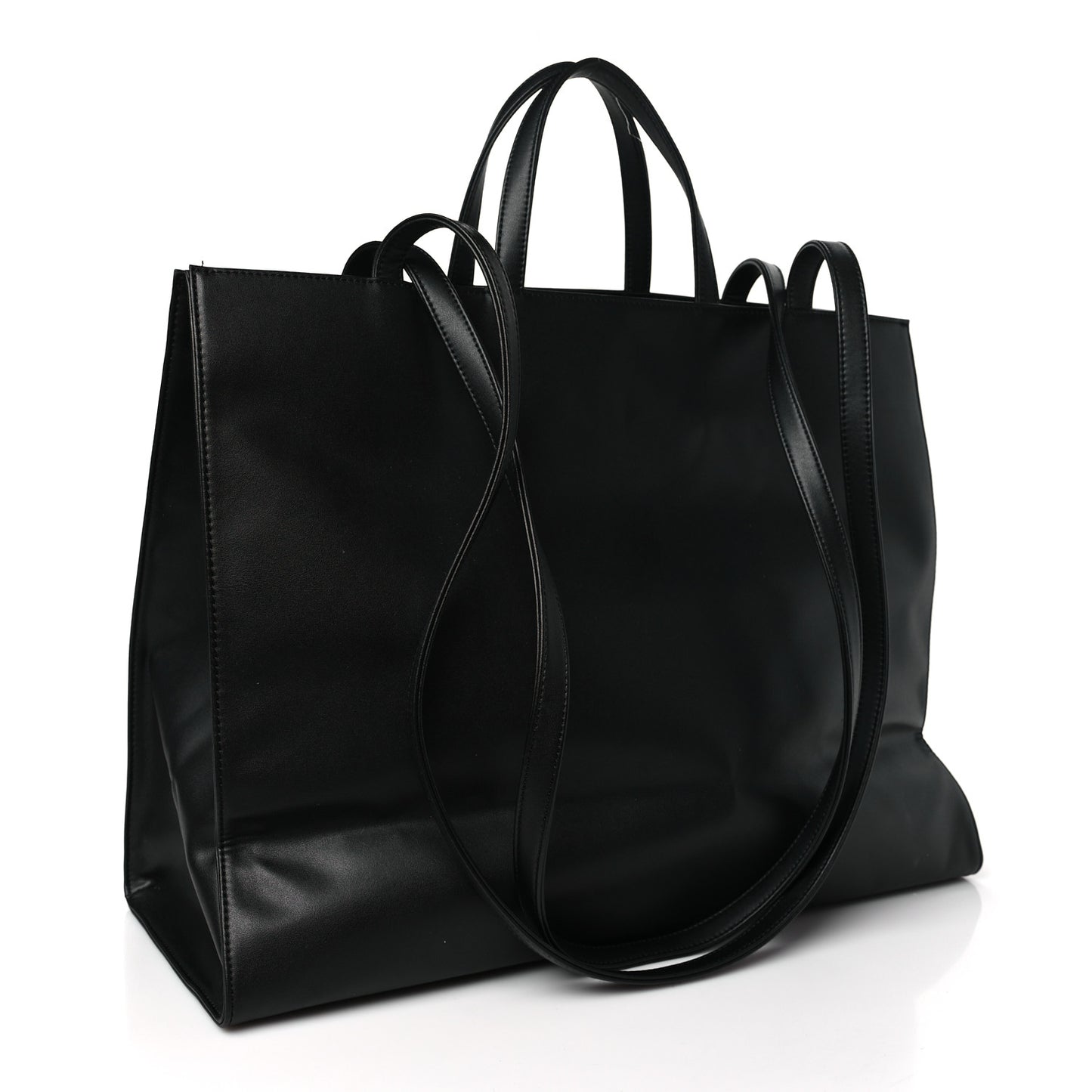 Vegan Leather Large Shopping Bag Black