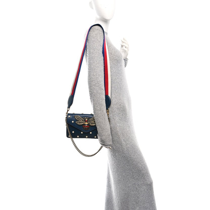 Gucci Nappa Pearl Studded Mini Queen Margaret Broadway Shoulder Bag Blue Agata 2 of 10