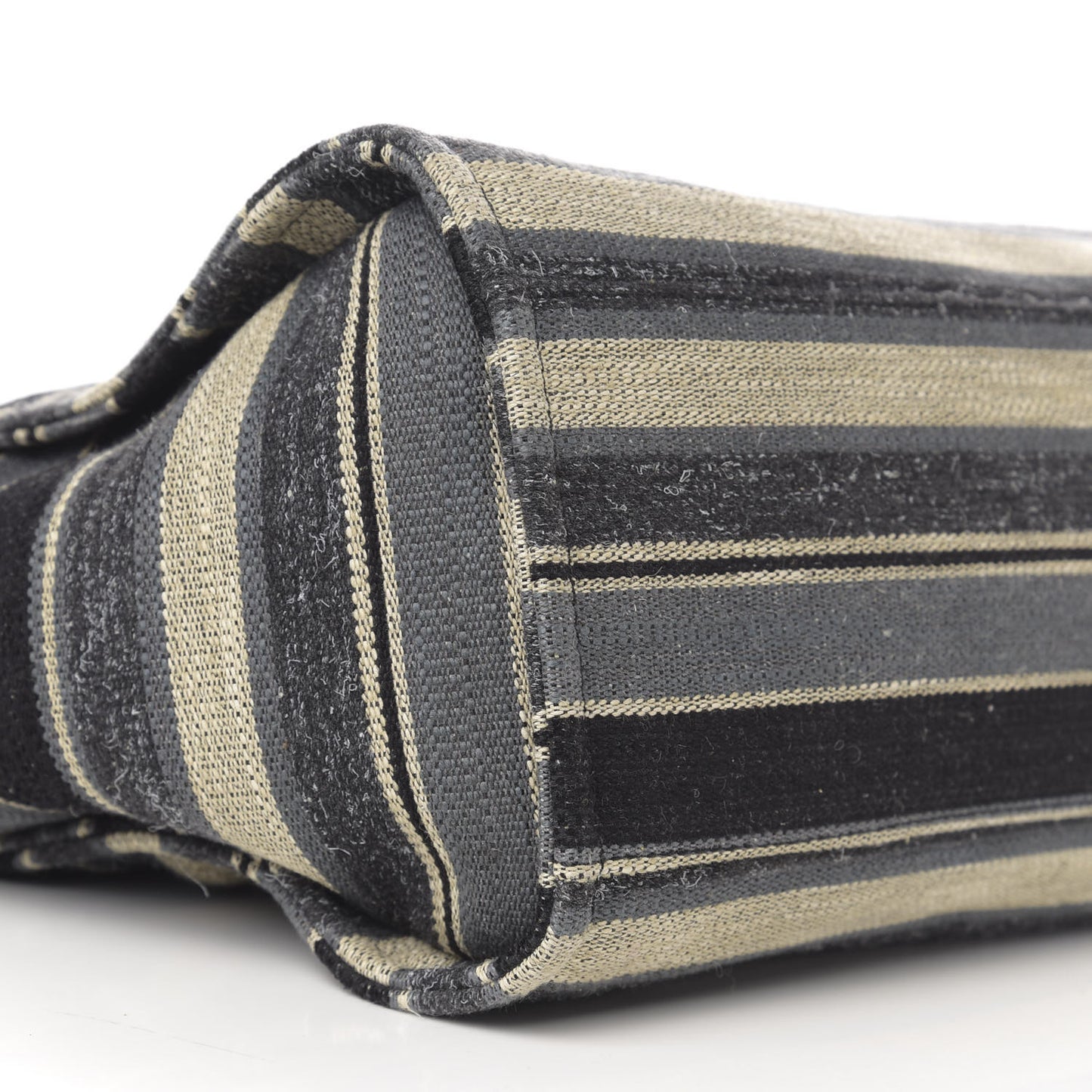 Striped Canvas Medium Deauville Tote Black