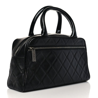 Chanel Calfskin Patent Quilted Bowler Black 3 of 10