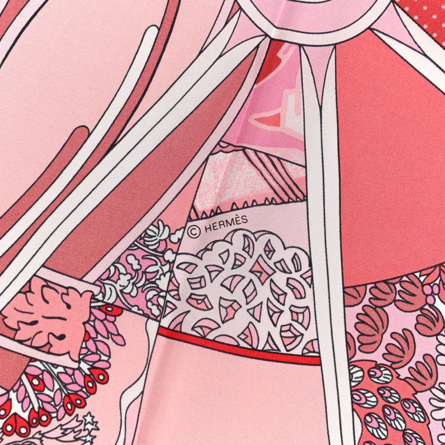 Silk Washington Carriage Scarf 140 Rouge Grenadine Rose Pale