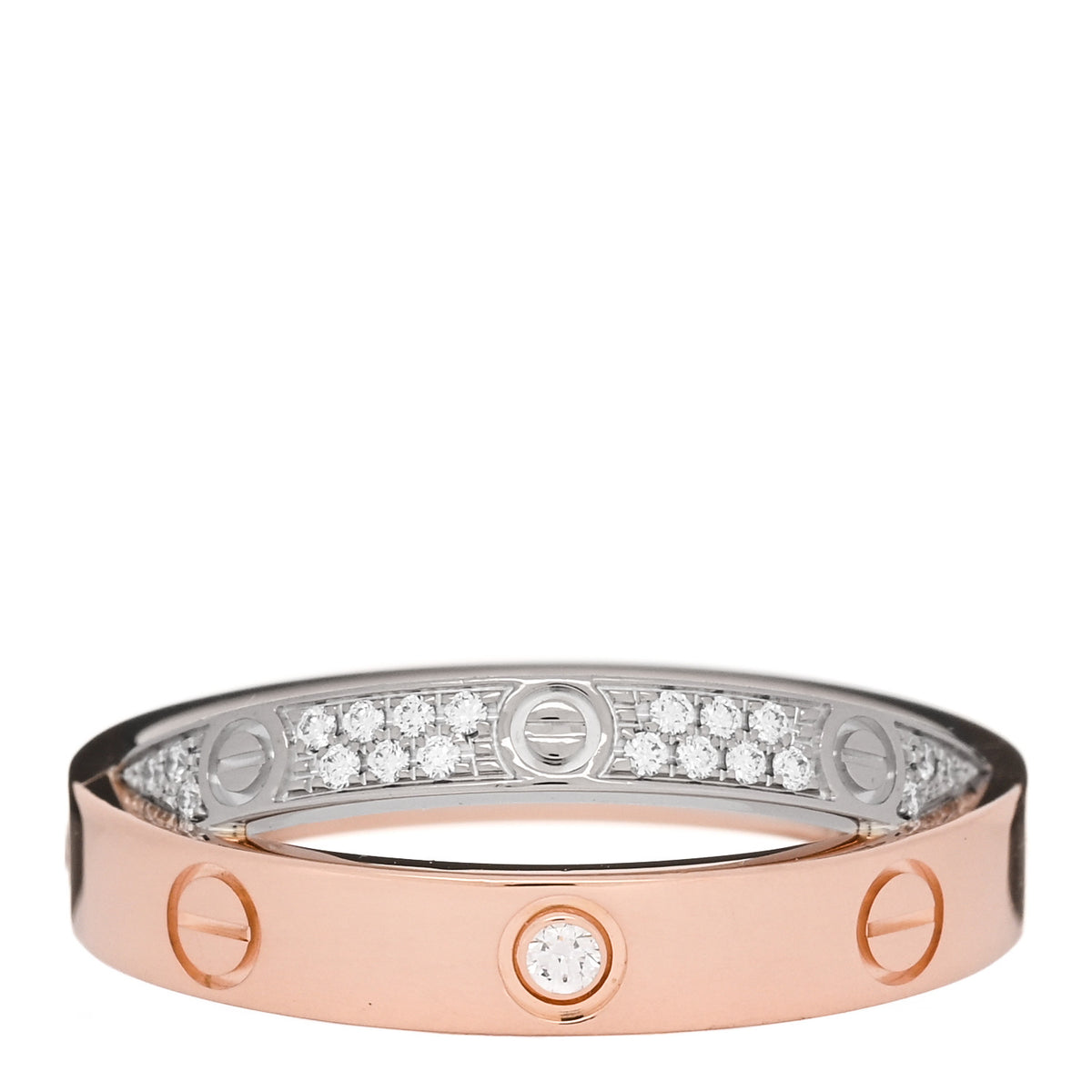 Cartier 18K Pink White Gold Diamond LOVE Pave Ring 49 5 1 of 4