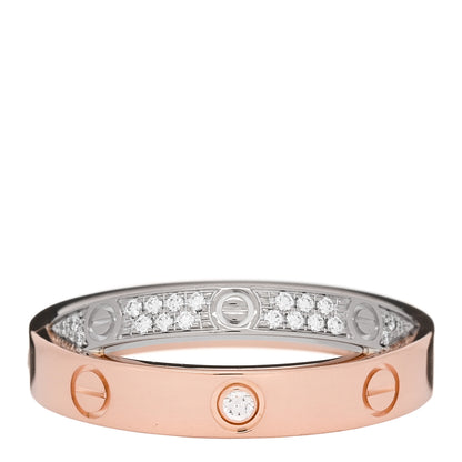 Cartier 18K Pink White Gold Diamond LOVE Pave Ring 49 5 1 of 4