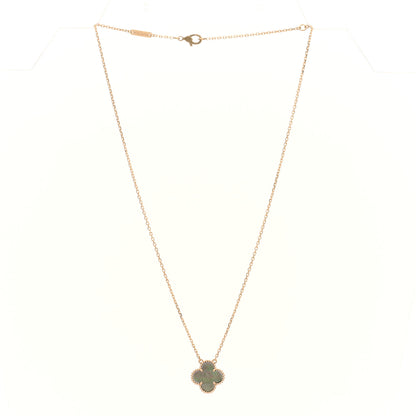 Van Cleef & Arpels 18K Rose Gold Gray Mother of Pearl Vintage Alhambra Pendant Necklace 3 of 6