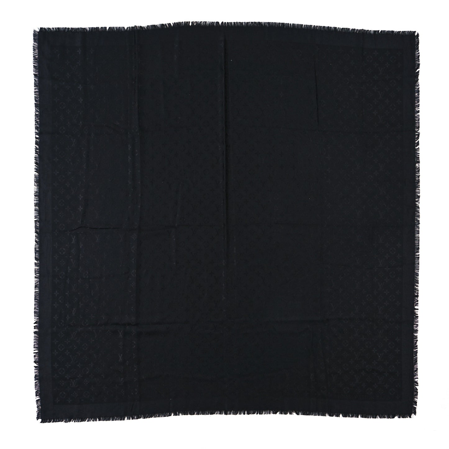 Silk Wool Monogram Shawl Black