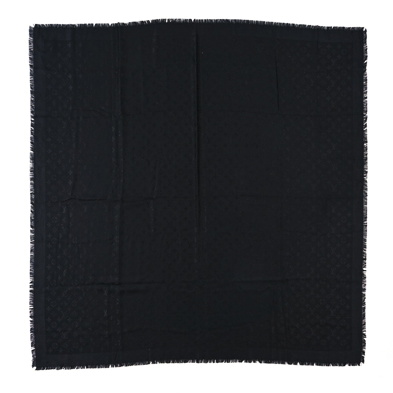 Louis Vuitton Silk Wool Monogram Shawl Black 1 of 3