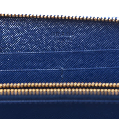 Prada Saffiano Metal Zip Around Wallet Baltico 6 of 15