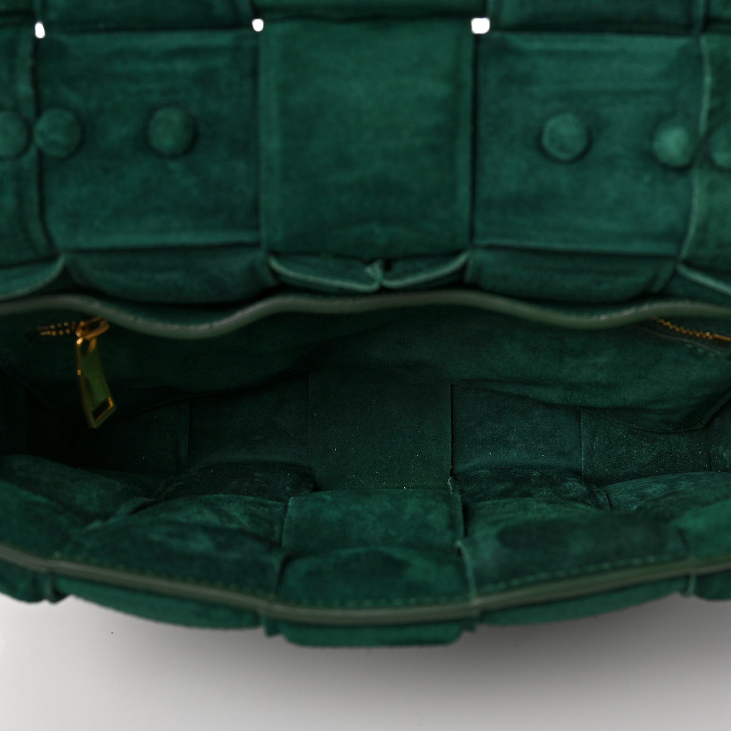Suede Maxi Intrecciato Padded Chain Cassette Crossbody Bag Emerald Green