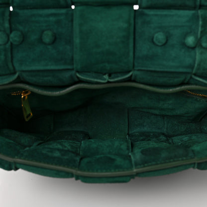Bottega Veneta Suede Maxi Intrecciato Padded Chain Cassette Crossbody Bag Emerald Green 5 of 8