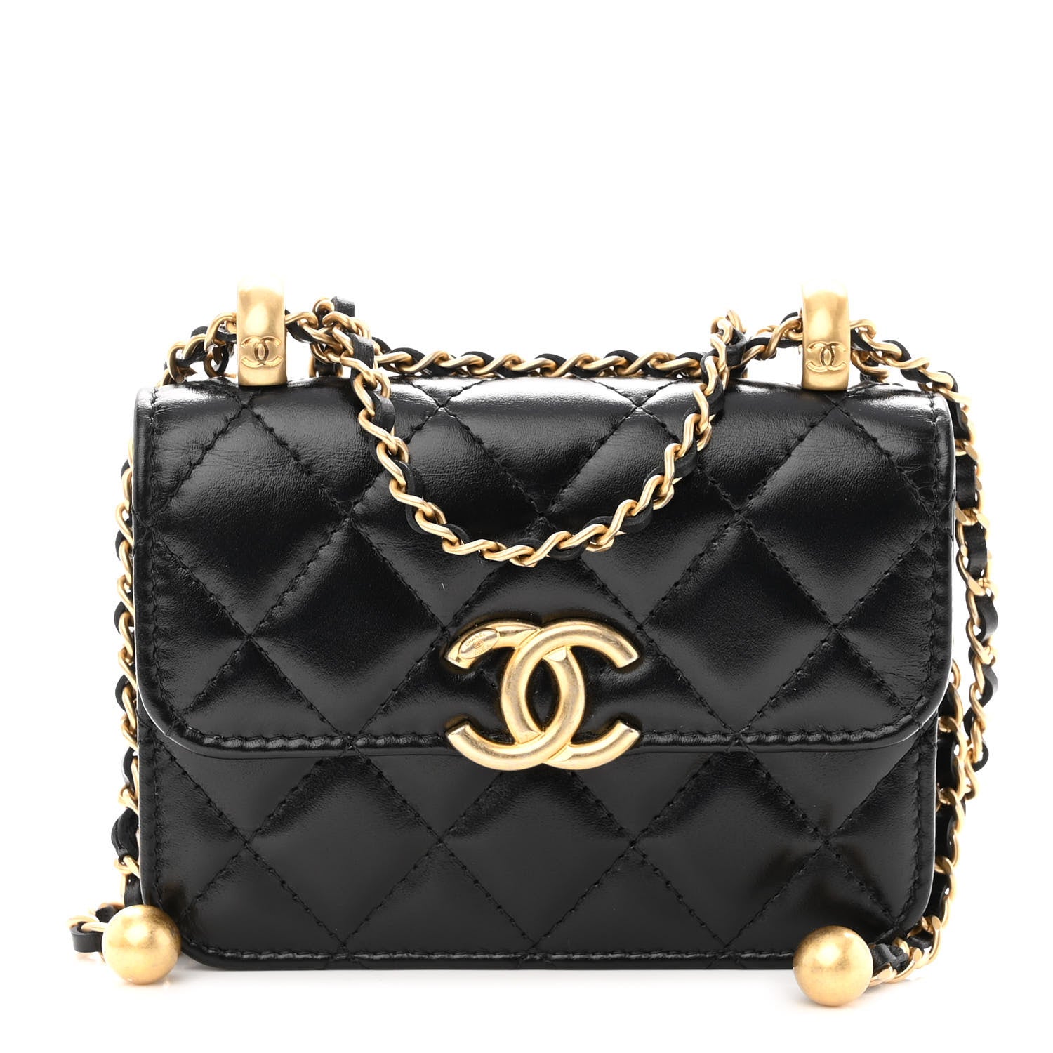 Chanel Calfskin Quilted Perfect Fit Coin Purse With Chain Black 1 of 11