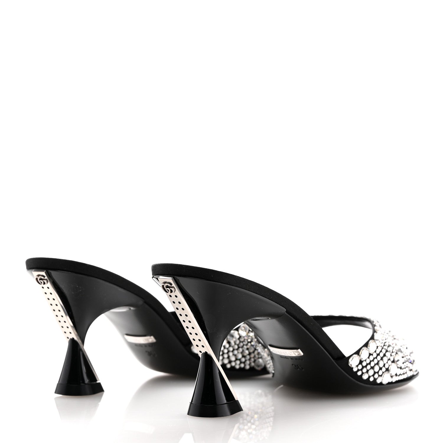 Gucci Satin Crystal 65mm Slide Sandals 36 Black 5 of 11