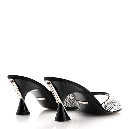 Gucci Satin Crystal 65mm Slide Sandals 36 Black 5 of 11