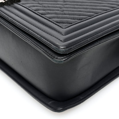 Chanel Wrinkled Lambskin Chevron Quilted Medium Boy Flap Black 10 of 10