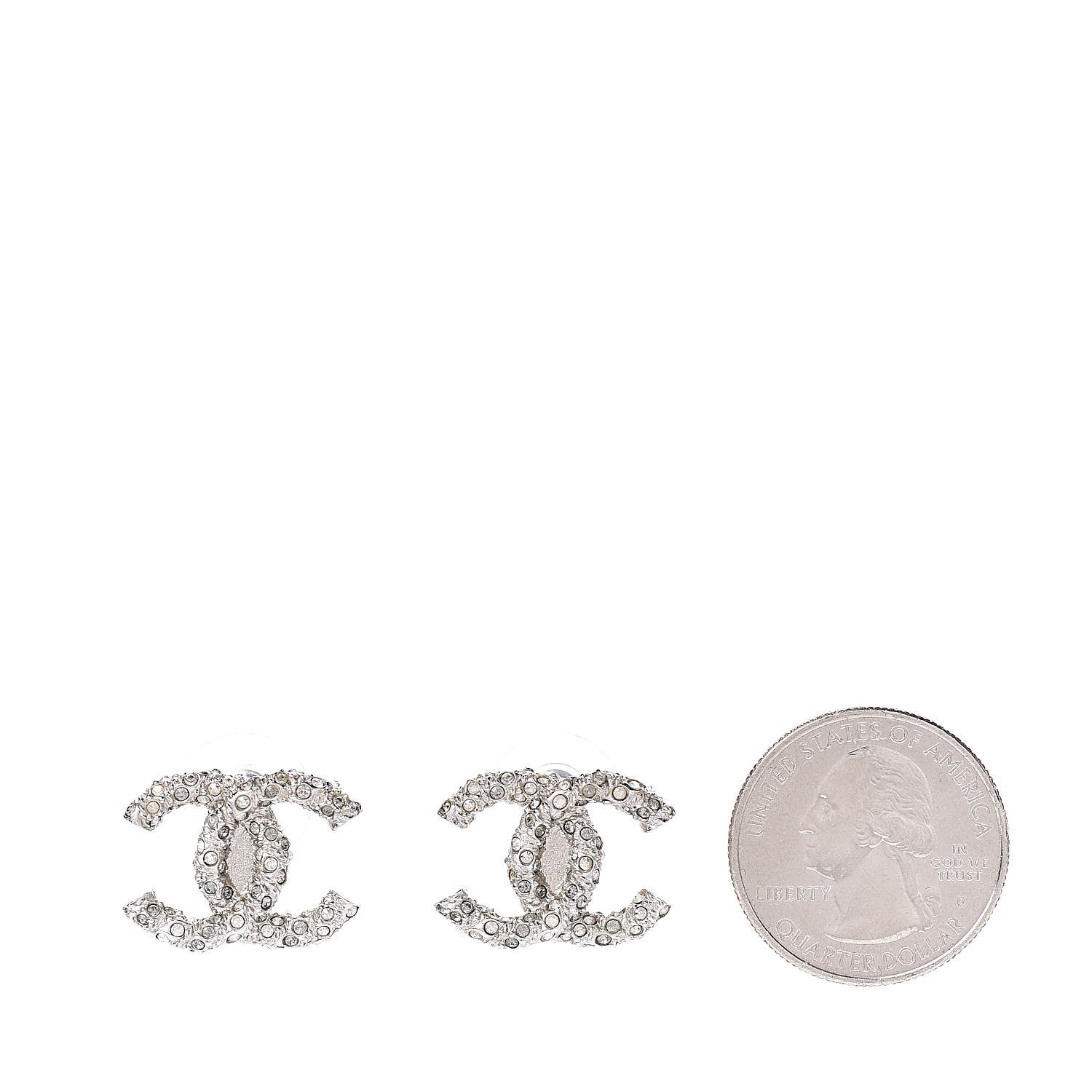 Chanel Crystal CC Earrings Silver 2 of 5