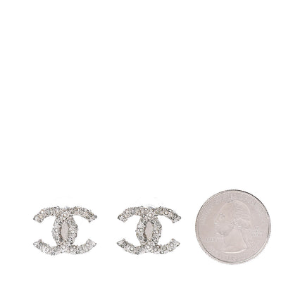 Chanel Crystal CC Earrings Silver 2 of 5