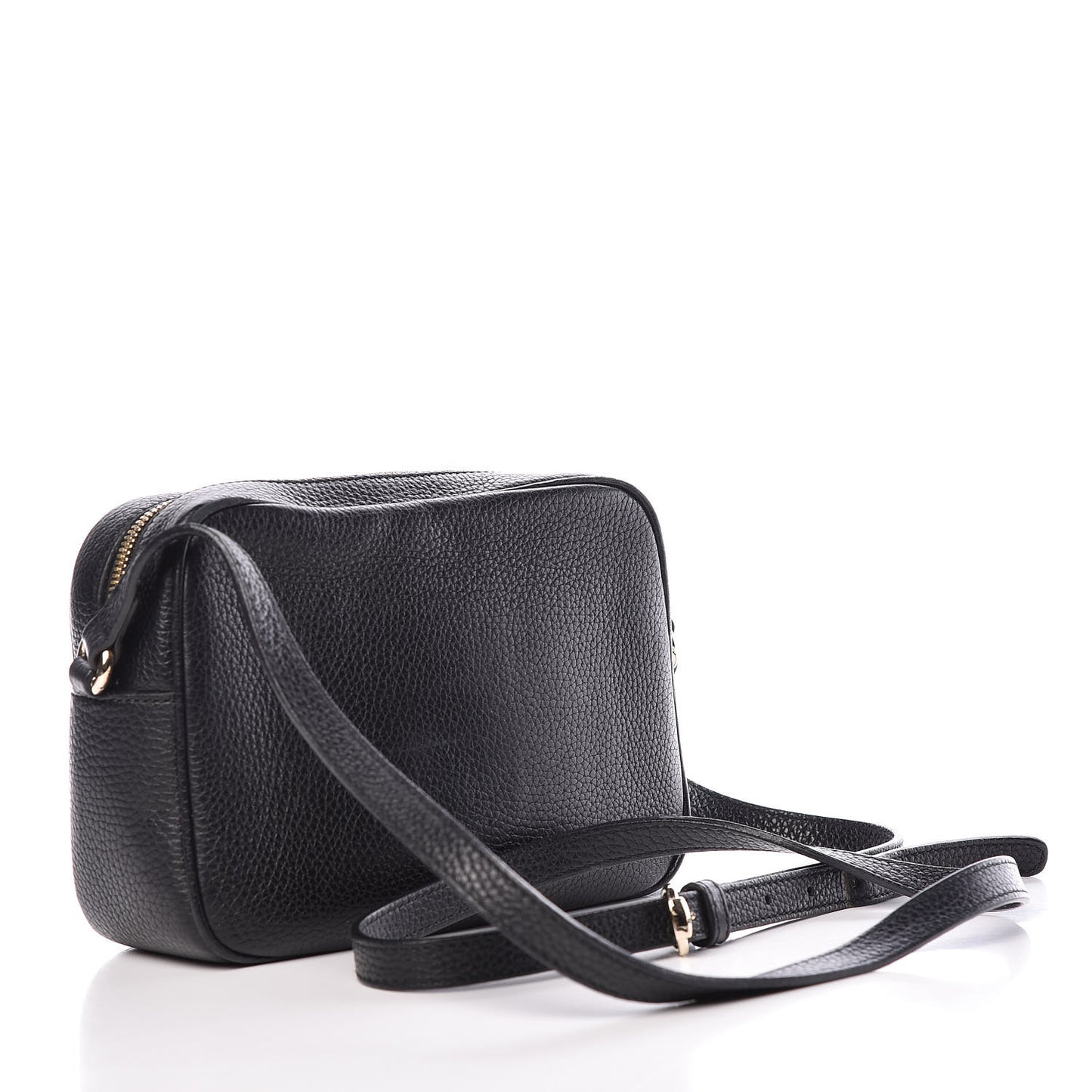 Pebbled Calfskin Small Soho Disco Bag Black