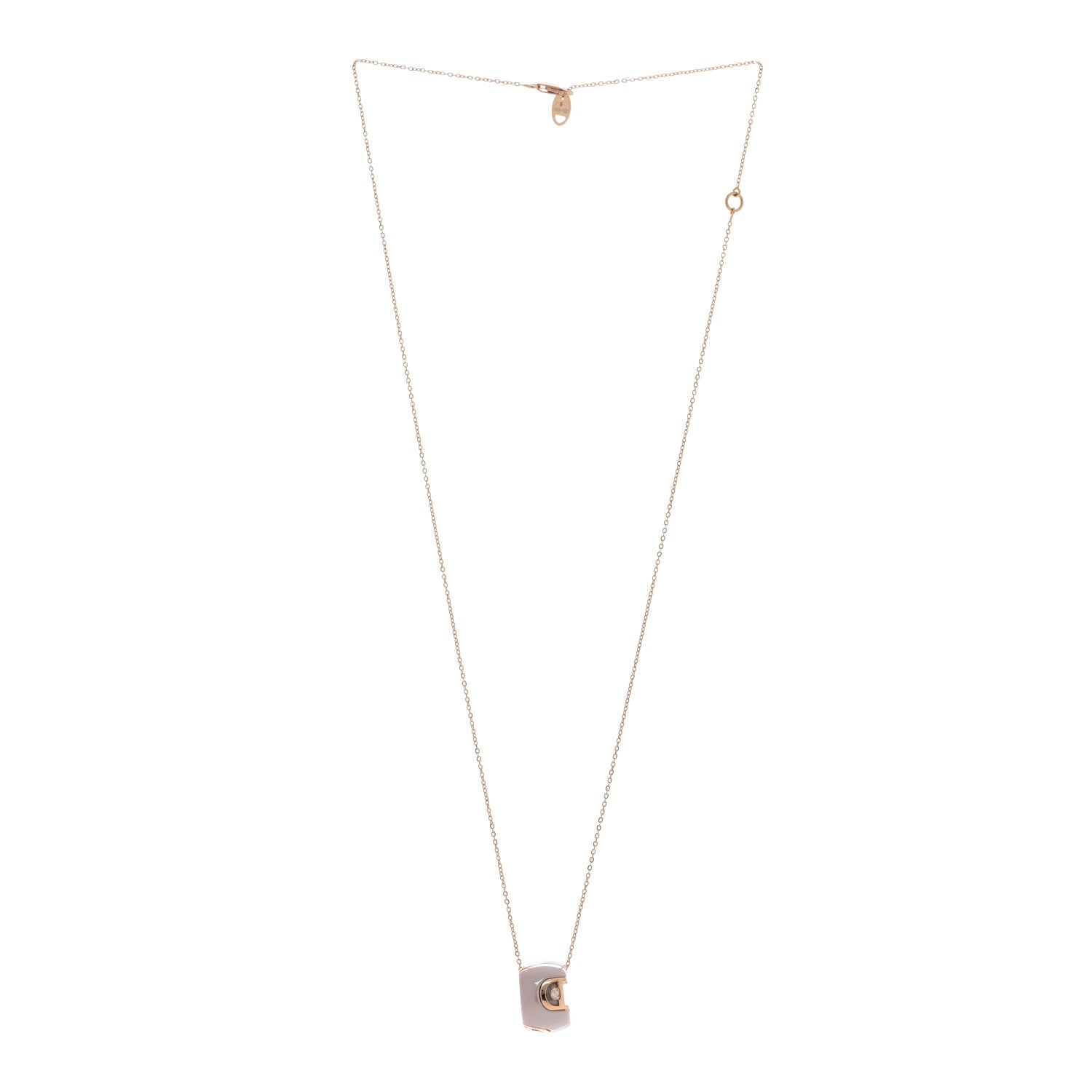 Damiani 18K Pink Gold Diamond Ceramic D.Icon Pendant Necklace Cappuccino 2 of 5
