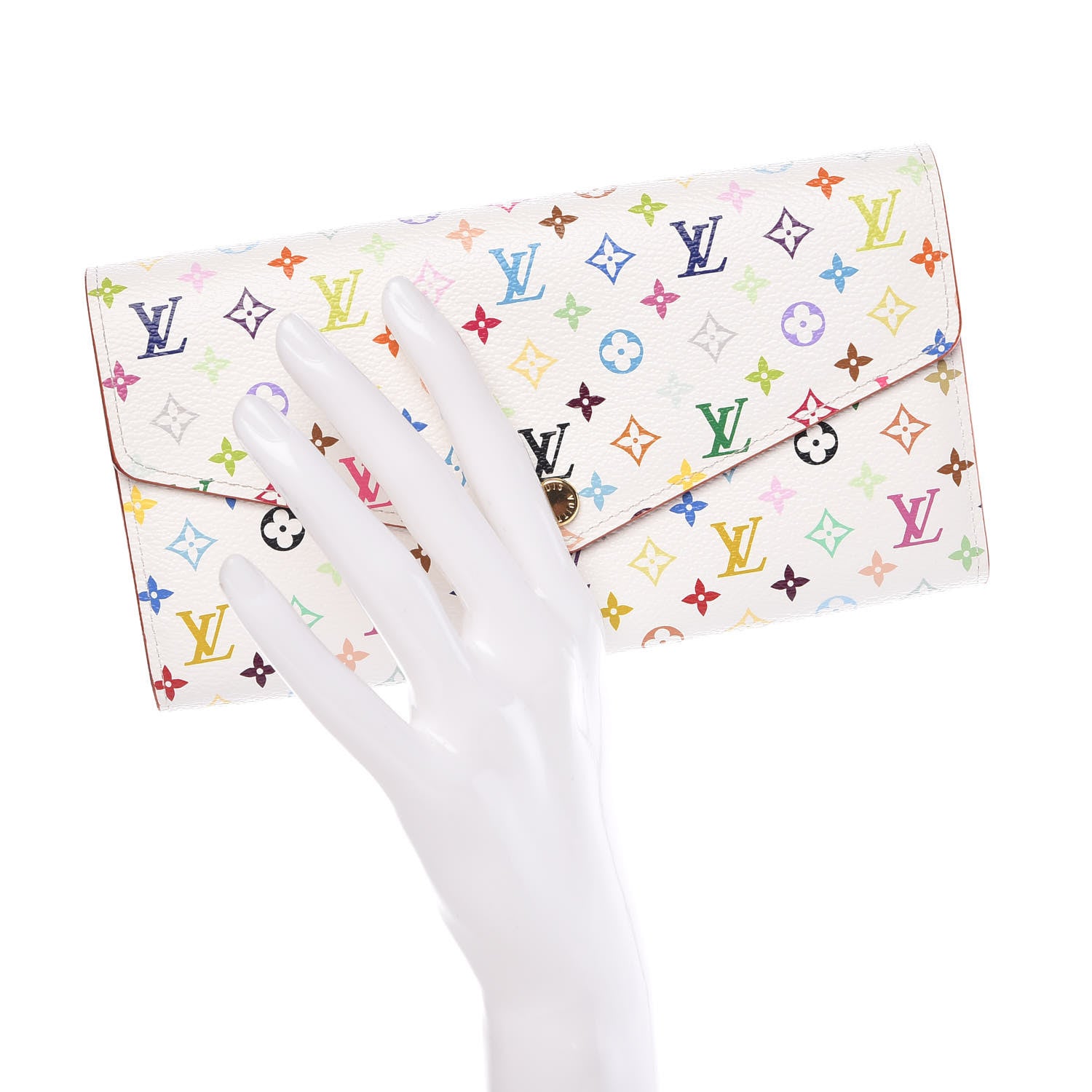 Louis Vuitton Monogram Multicolor Sarah Wallet NM White Litchi 2 of 7