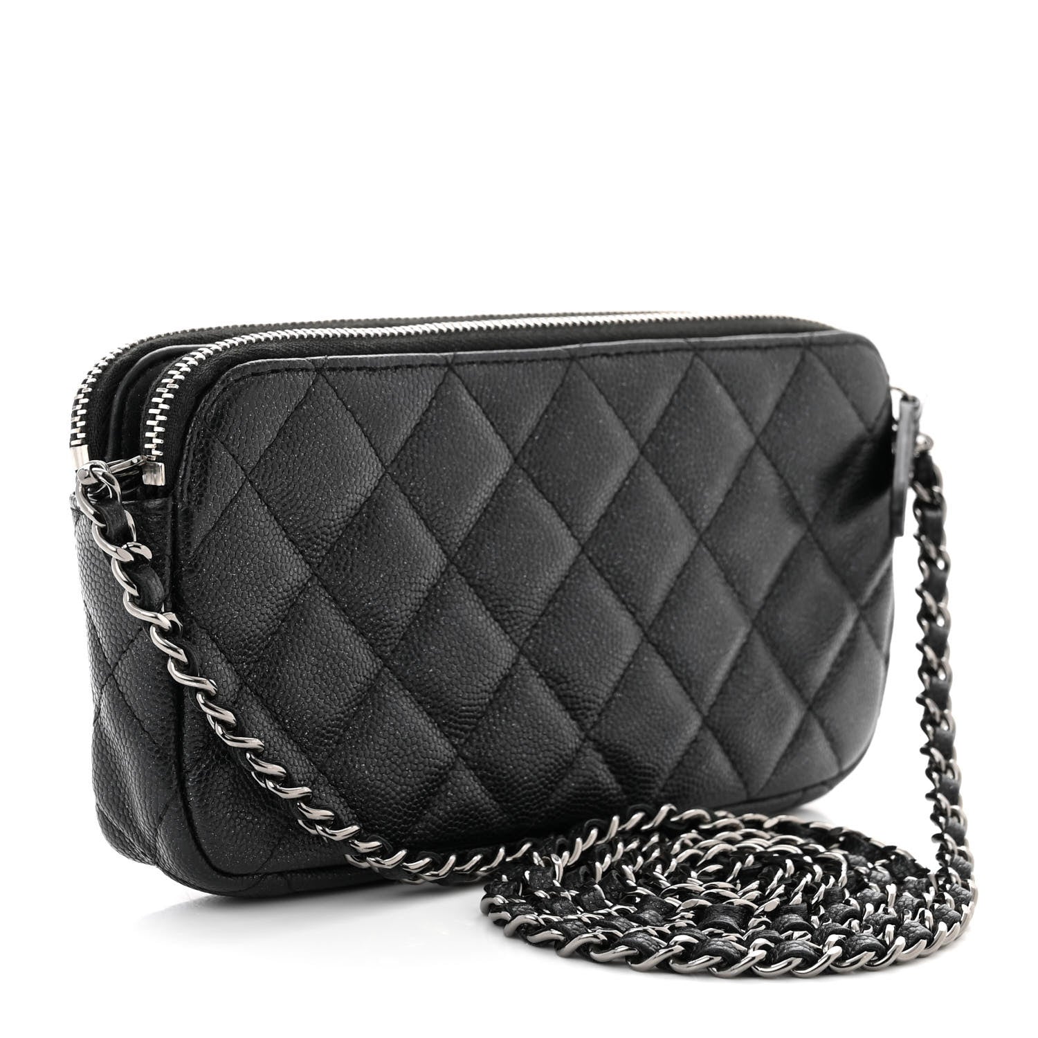 Chanel Iridescent Caviar Quilted Small Clutch With Chain Black 3 of 15
