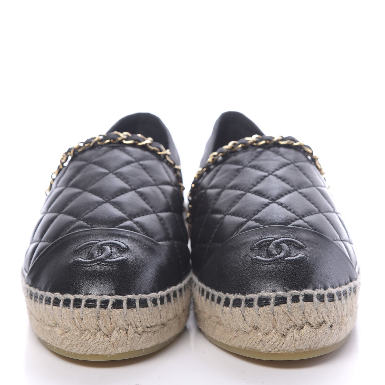 Chanel Lambskin Quilted CC Chain Espadrilles 39 Black 2 of 8
