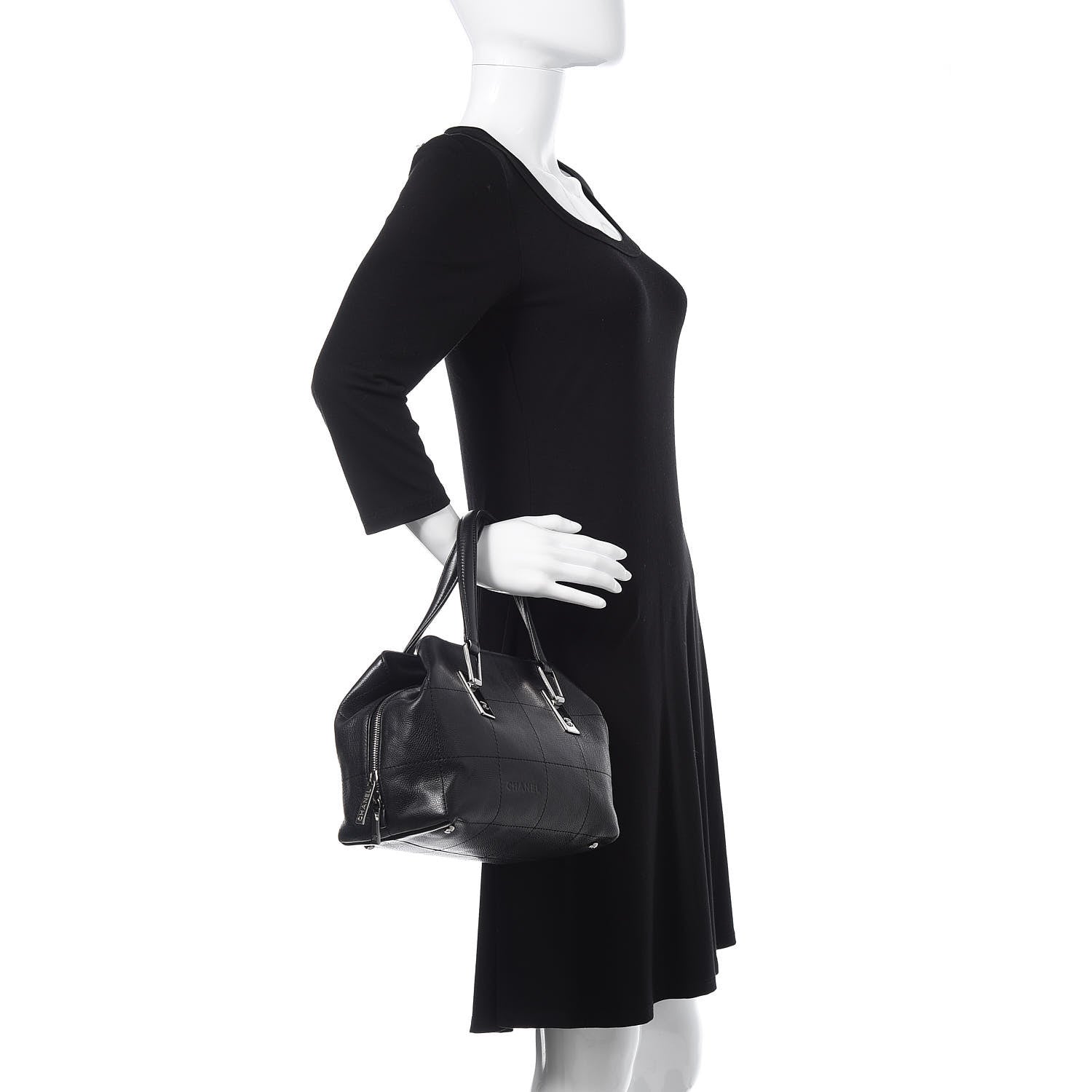 Chanel Caviar Square Stitched Medium Tote Black 2 of 12