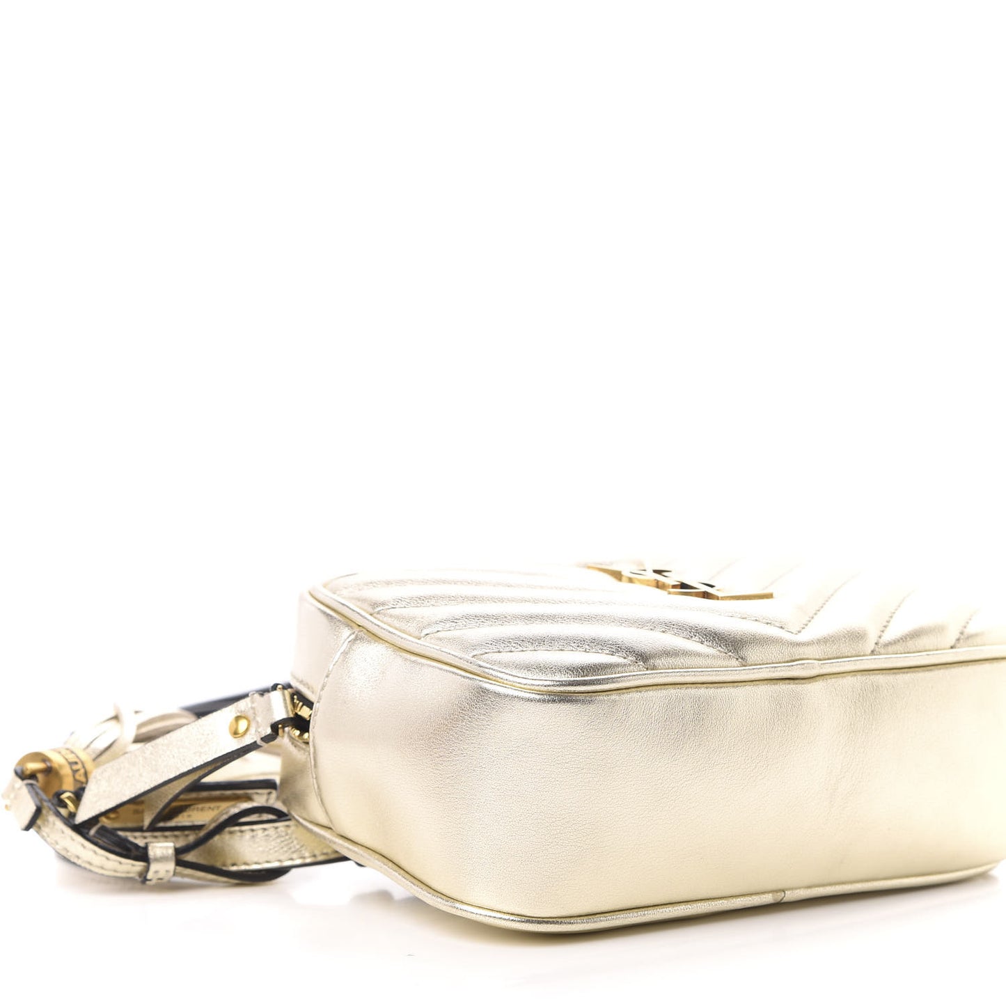 Metallic Calfskin Matelasse Monogram Lou Belt Bag Platino