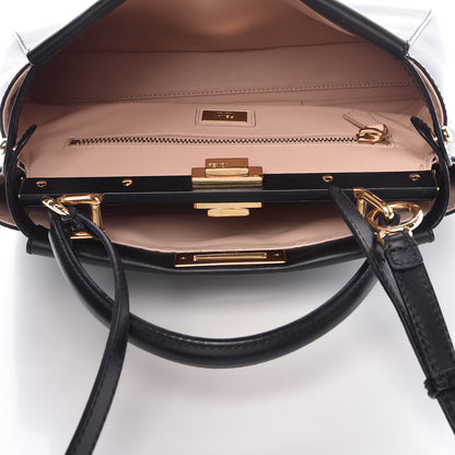 Fendi Vitello Morgan Shiny Nappa Medium Peekaboo Iconic Satchel Black Rosa Plaster 7 of 14
