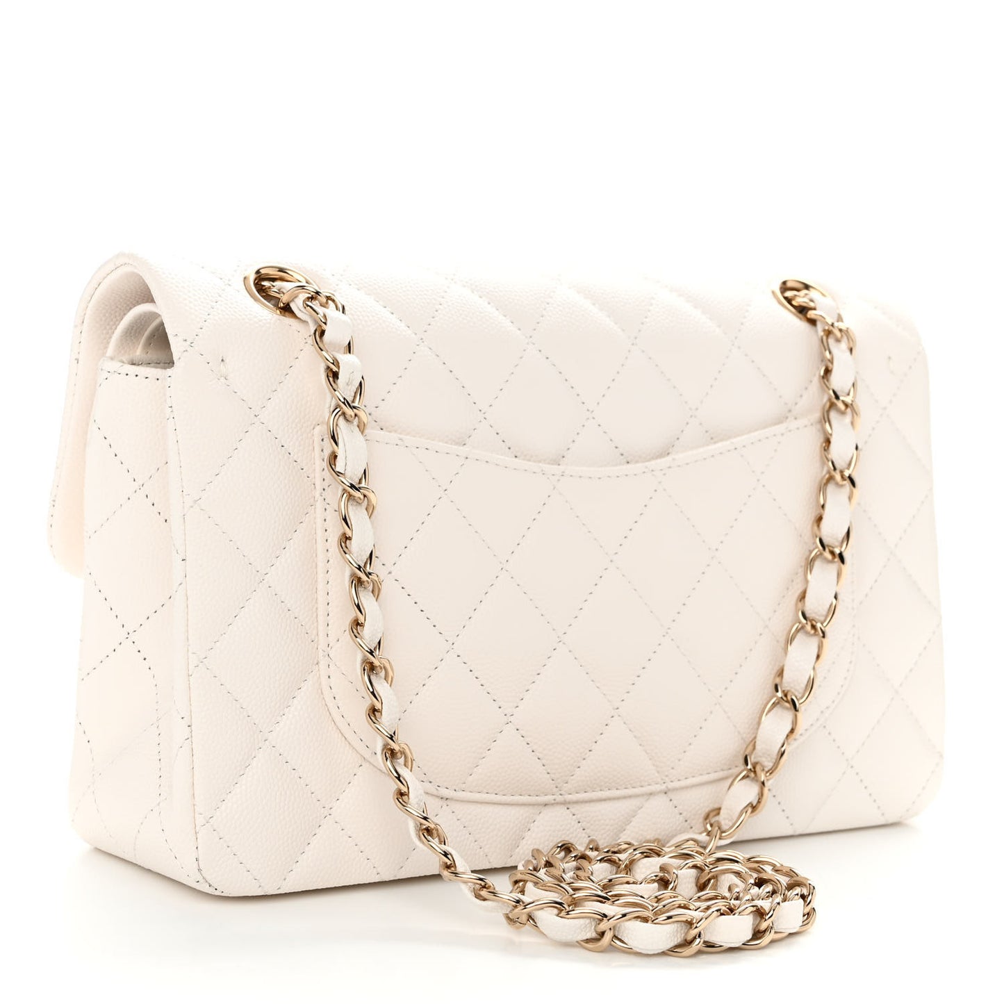 Caviar Quilted Small Double Flap White