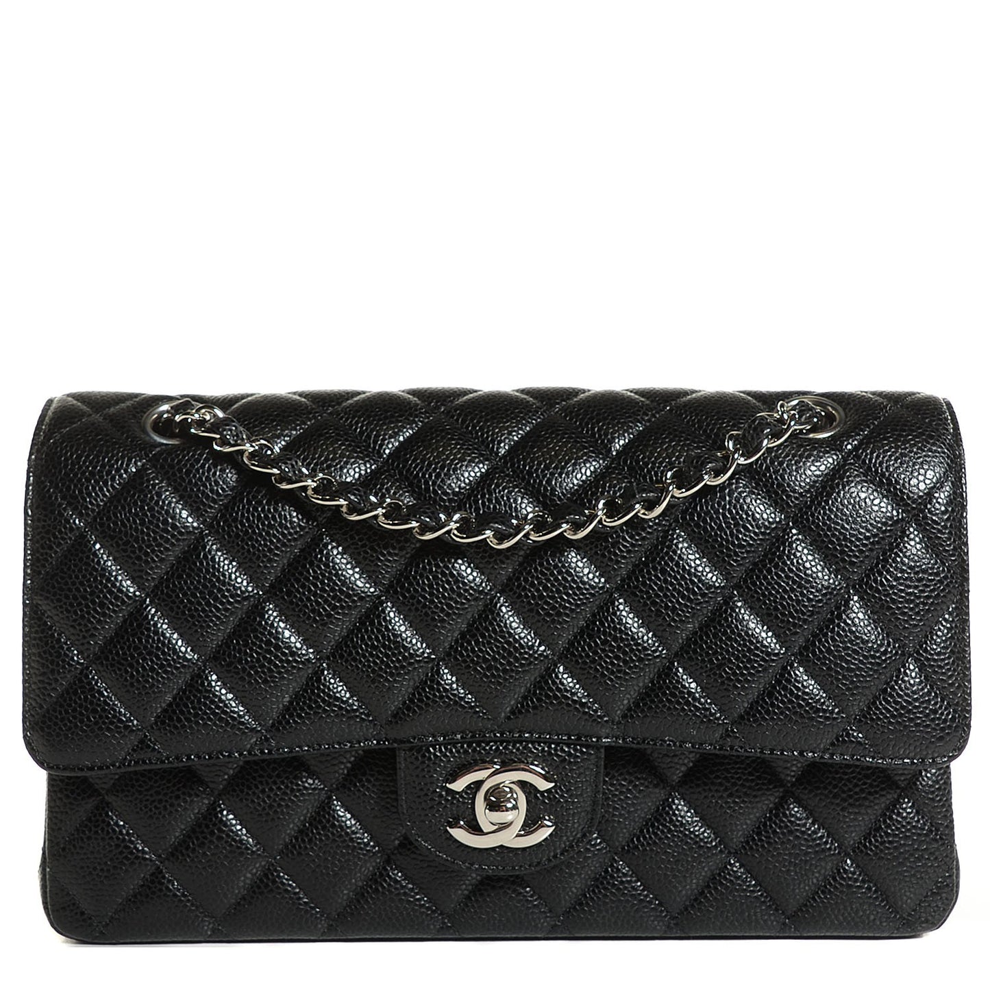 Caviar Quilted Medium Double Flap Black