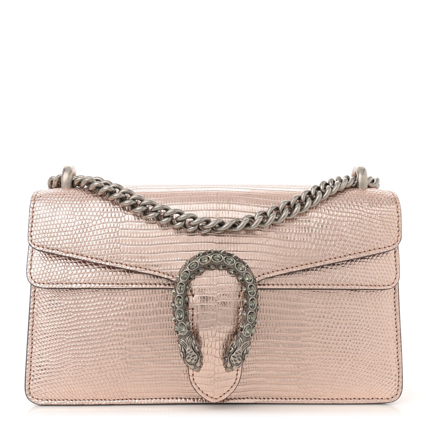 Gucci Metallic Lizard Crystal Small Dionysus Shoulder Bag Rose Gold 1 of 10