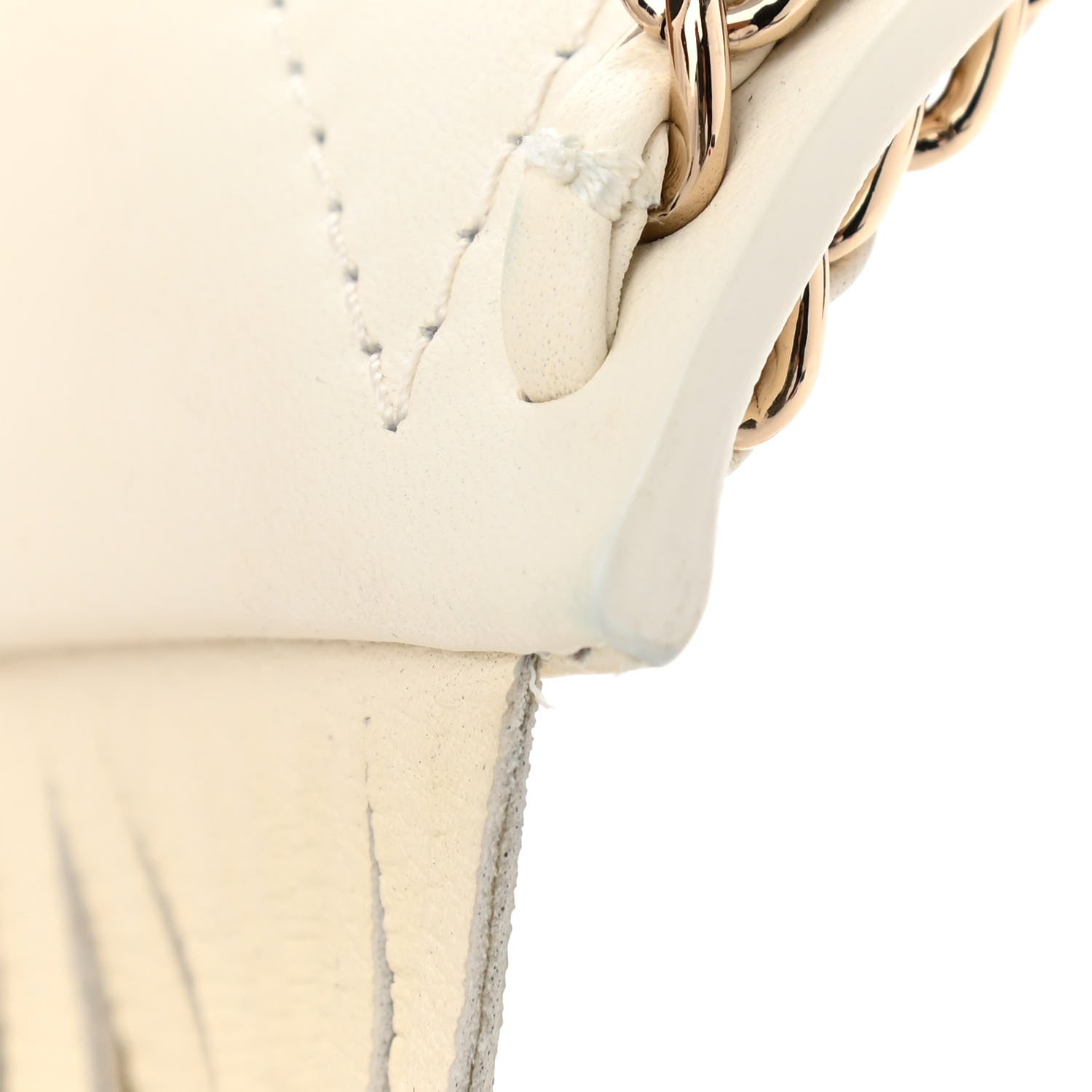 Chanel Calfskin Quilted Fringe Small Shopping Bag White 13 of 13