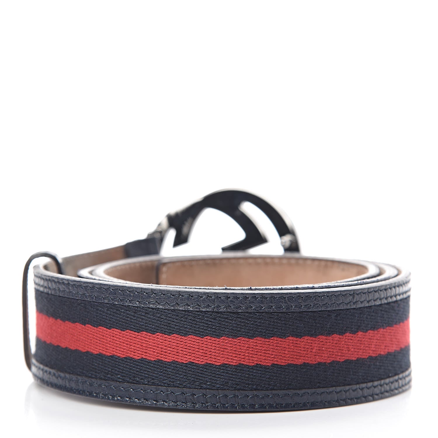 Gucci Calfskin Web Interlocking G Belt 95 38 Navy 3 of 13