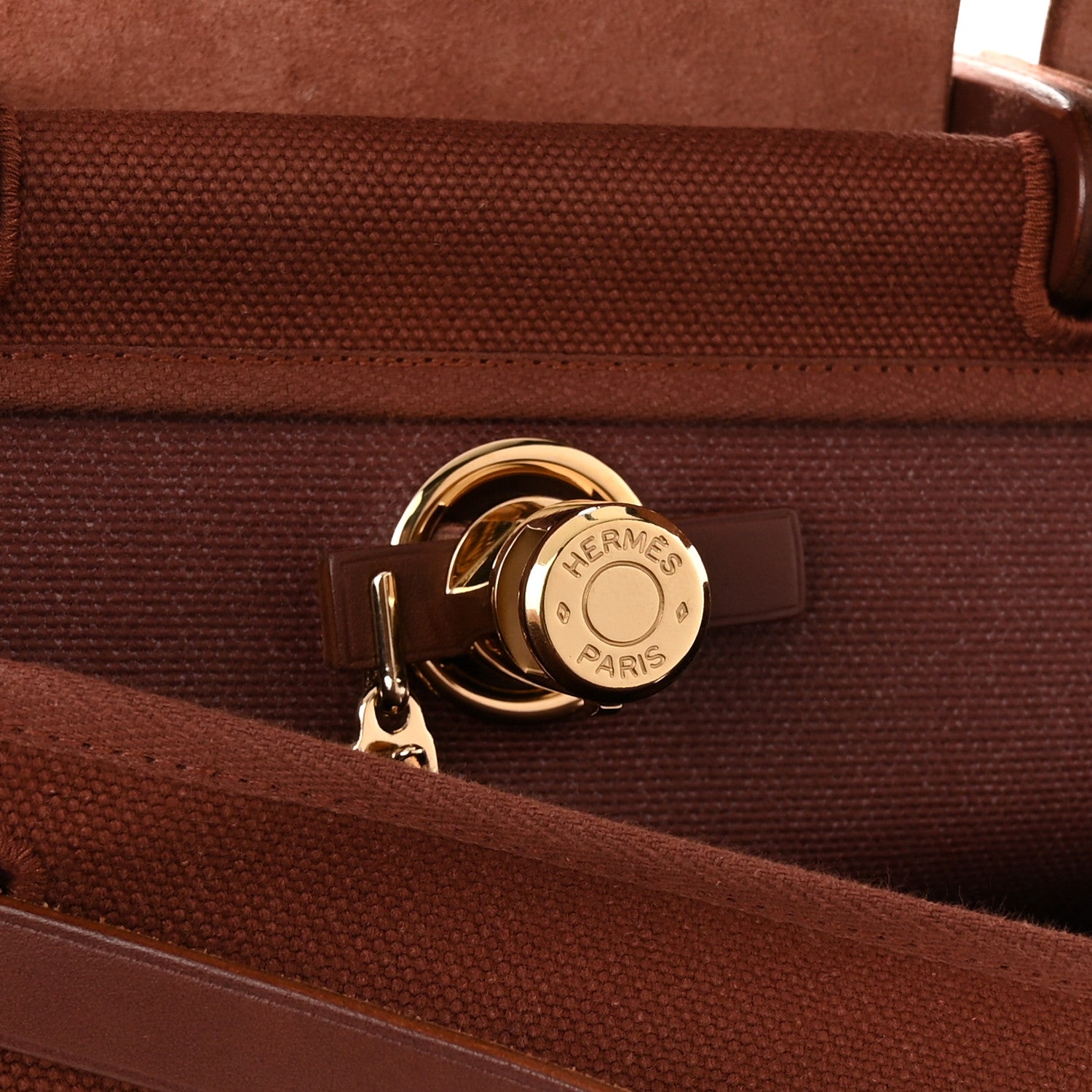 Hermes Toile Calfskin Herbag 39 GM Rouge H 8 of 11