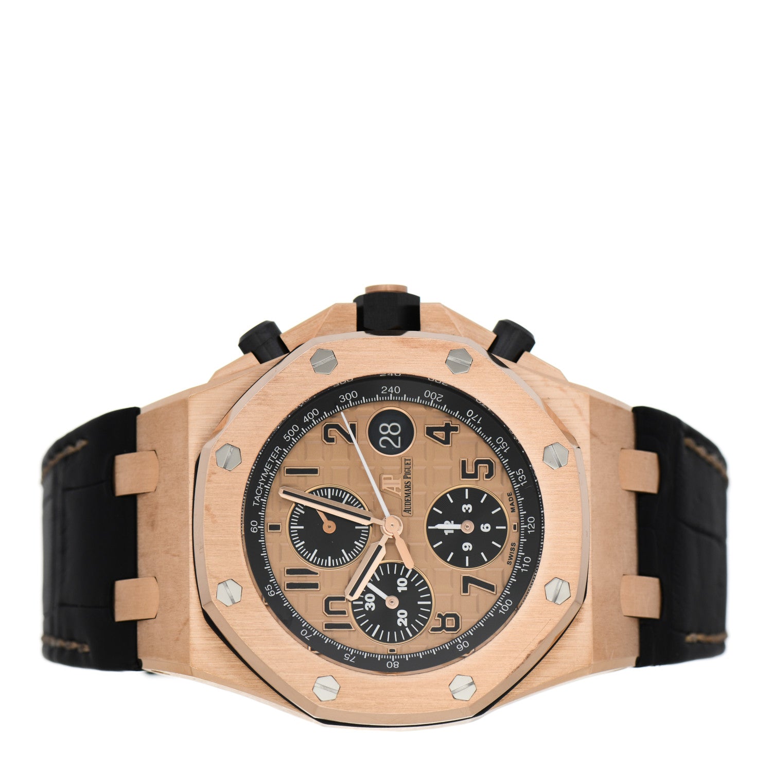 Audemars Piguet 18K Rose Gold Alligator 42mm Royal Oak Offshore Chronograph Automatic Watch Gold 26470OR.OO.A002CR.01 2 of 7