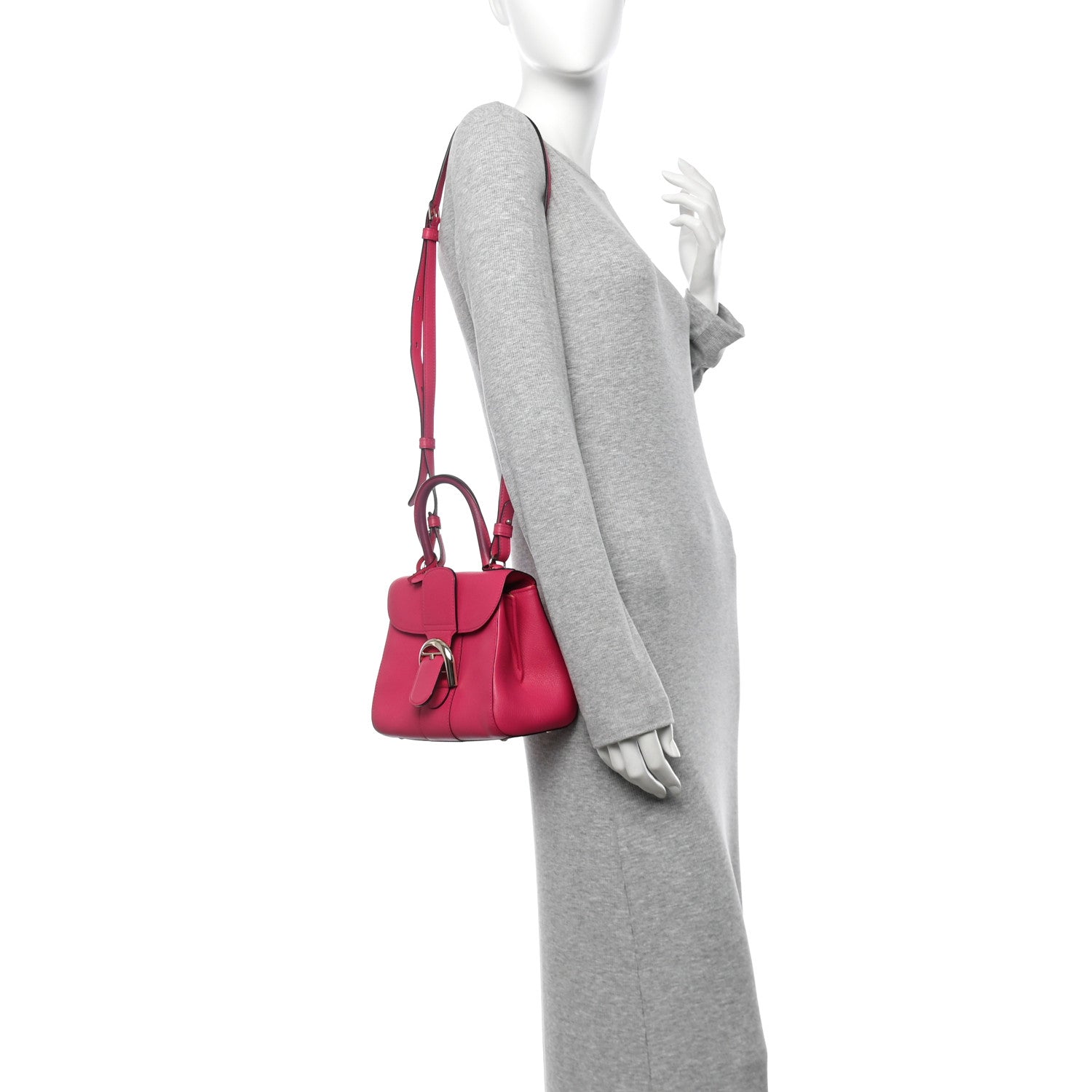 Delvaux Grained Calfskin Mini Brillant Satchel Rose Indien 2 of 14