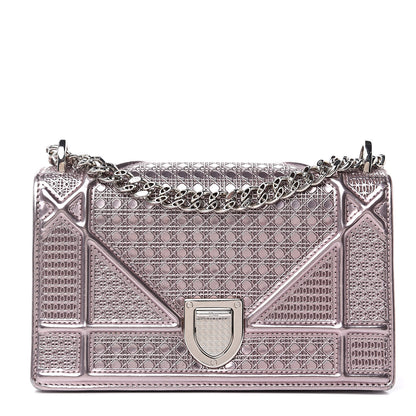 Christian Dior Metallic Patent Micro-Cannage Mini Diorama Flap Bag Pink 1 of 12