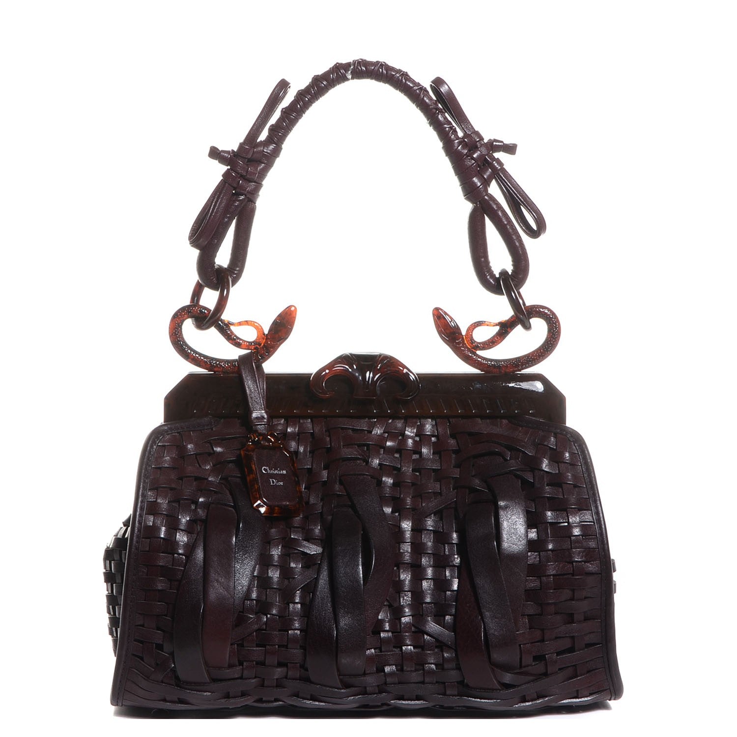 Christian Dior Leather Samourai 1947 Intrecciato Frame Bag Brown 1 of 7