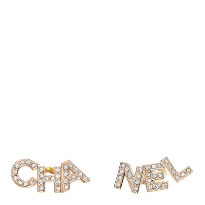 Chanel Crystal Pearl Signature Stud Earrings Gold 1 of 4