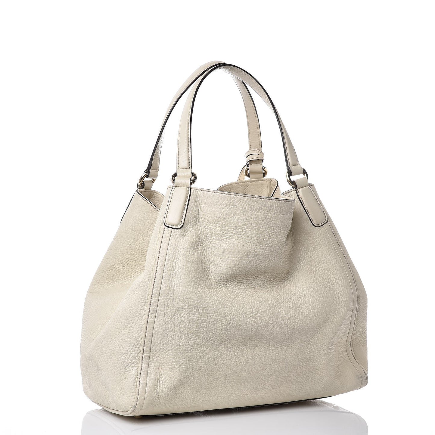Pebbled Calfskin Medium Soho Shoulder Bag Off White