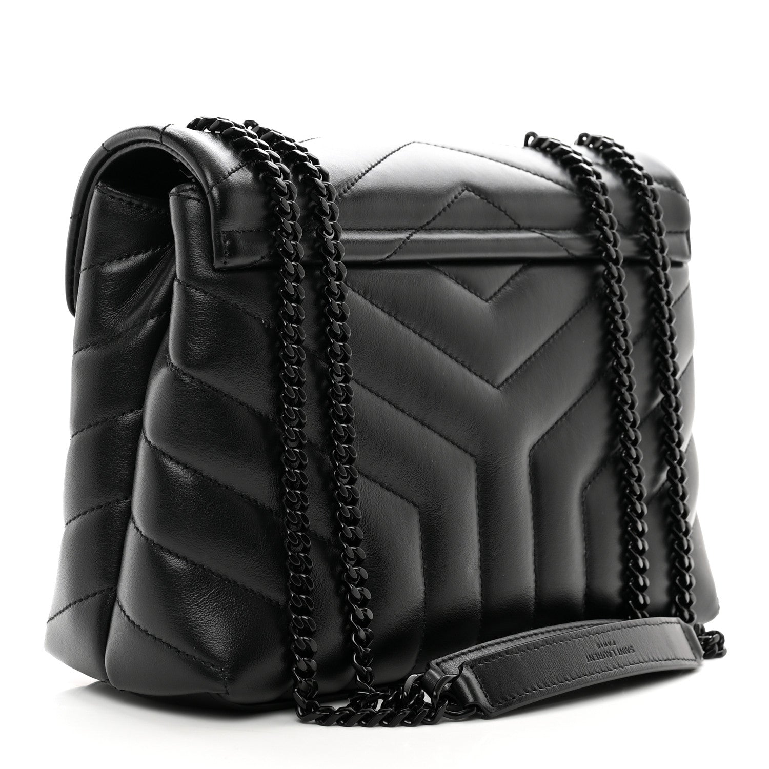 Saint Laurent Calfskin Y Quilted Monogram Monochrome Small Loulou Chain Satchel Black 3 of 10