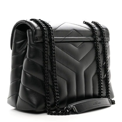 Saint Laurent Calfskin Y Quilted Monogram Monochrome Small Loulou Chain Satchel Black 3 of 10
