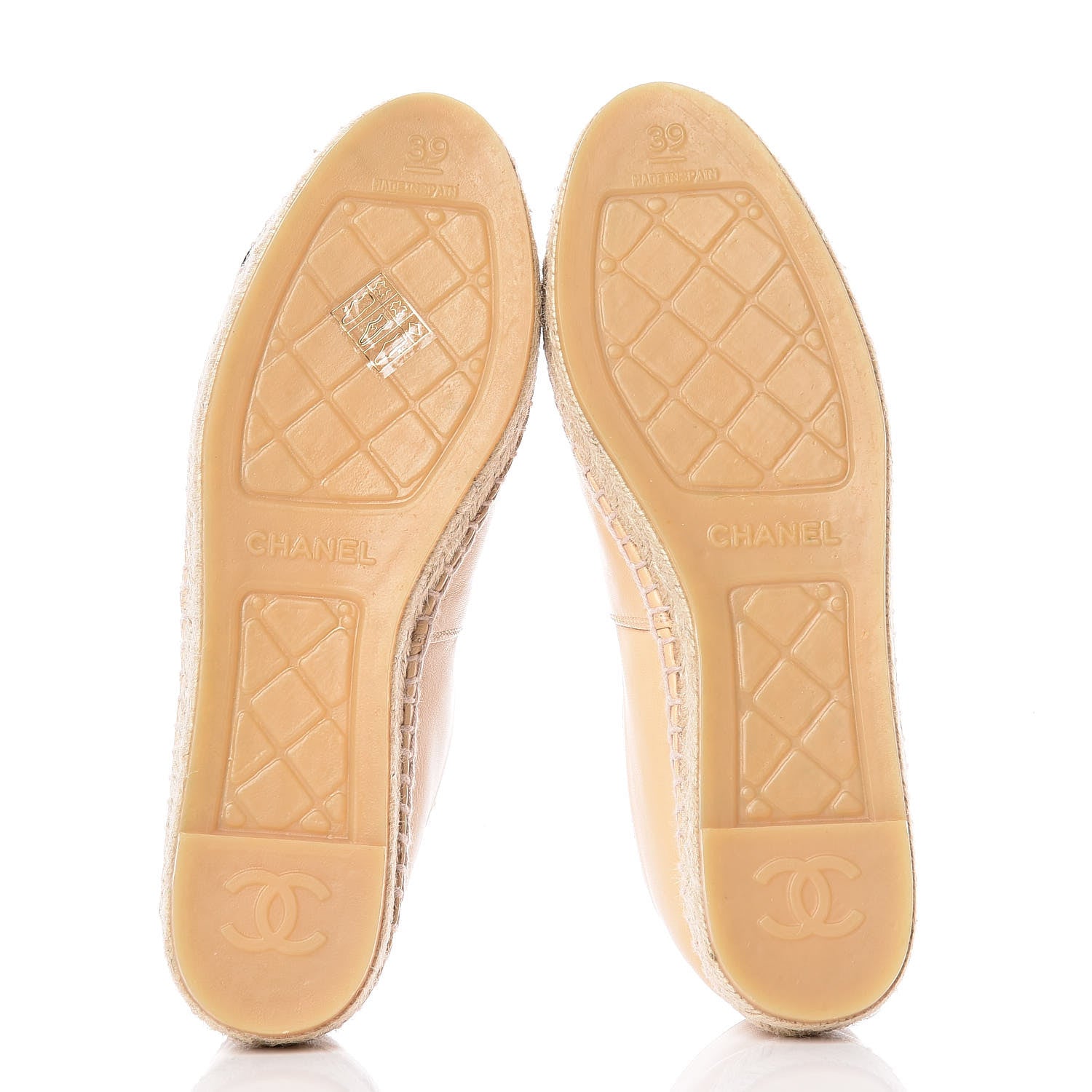 Chanel Lambskin CC Espadrilles 39 Beige Black 10 of 20