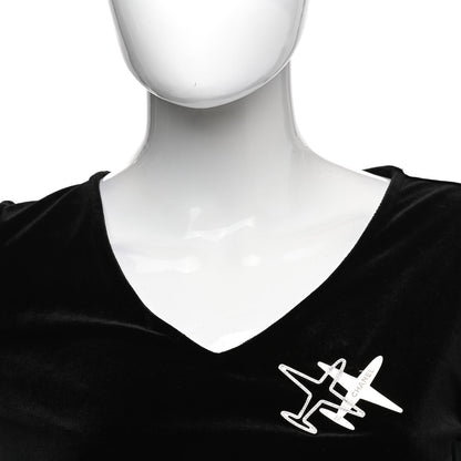 Chanel Crystal Metal CC Airplane Brooch Silver 2 of 4