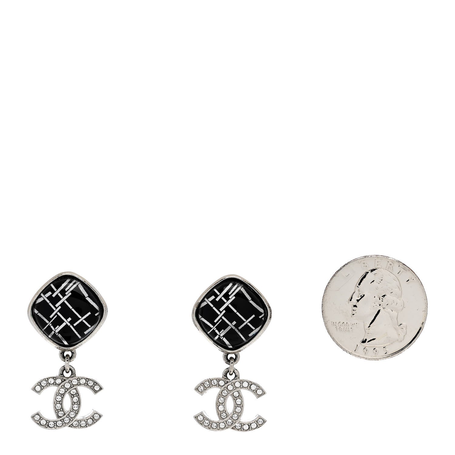 Chanel CC Drop Earrings Ruthenium Black 2 of 5