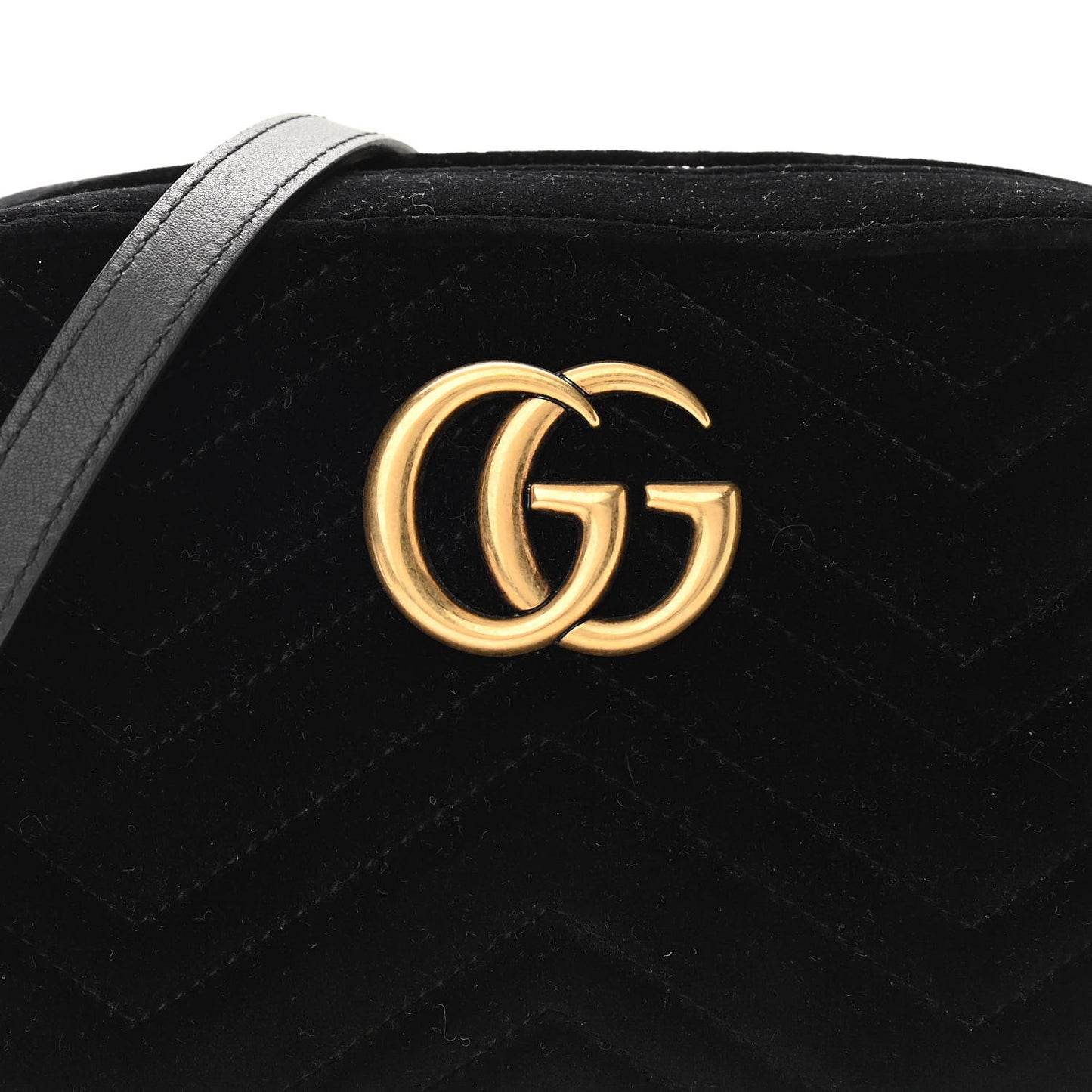 Velvet Matelasse Small GG Marmont Chain Shoulder Bag Black