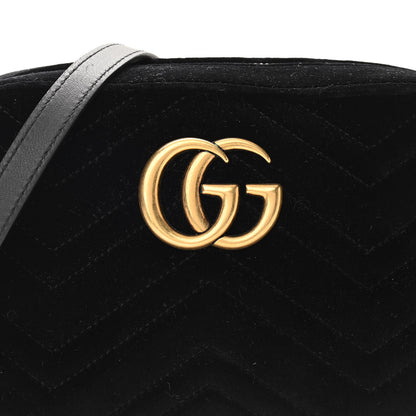 Gucci Velvet Matelasse Small GG Marmont Chain Shoulder Bag Black 8 of 11
