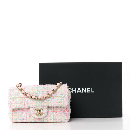 Chanel Tweed Quilted Mini Rectangular Flap Pink Green Orange Purple 13 of 13