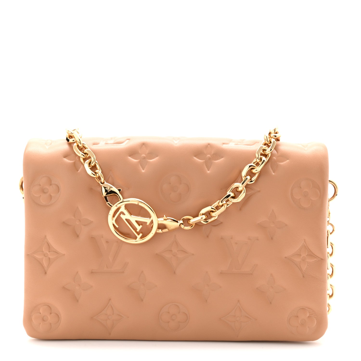 Louis Vuitton Lambskin Embossed Monogram Pochette Coussin Camel 1 of 9