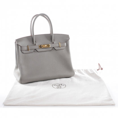 Hermes Taurillon Clemence Birkin 30 Etain 5 of 11