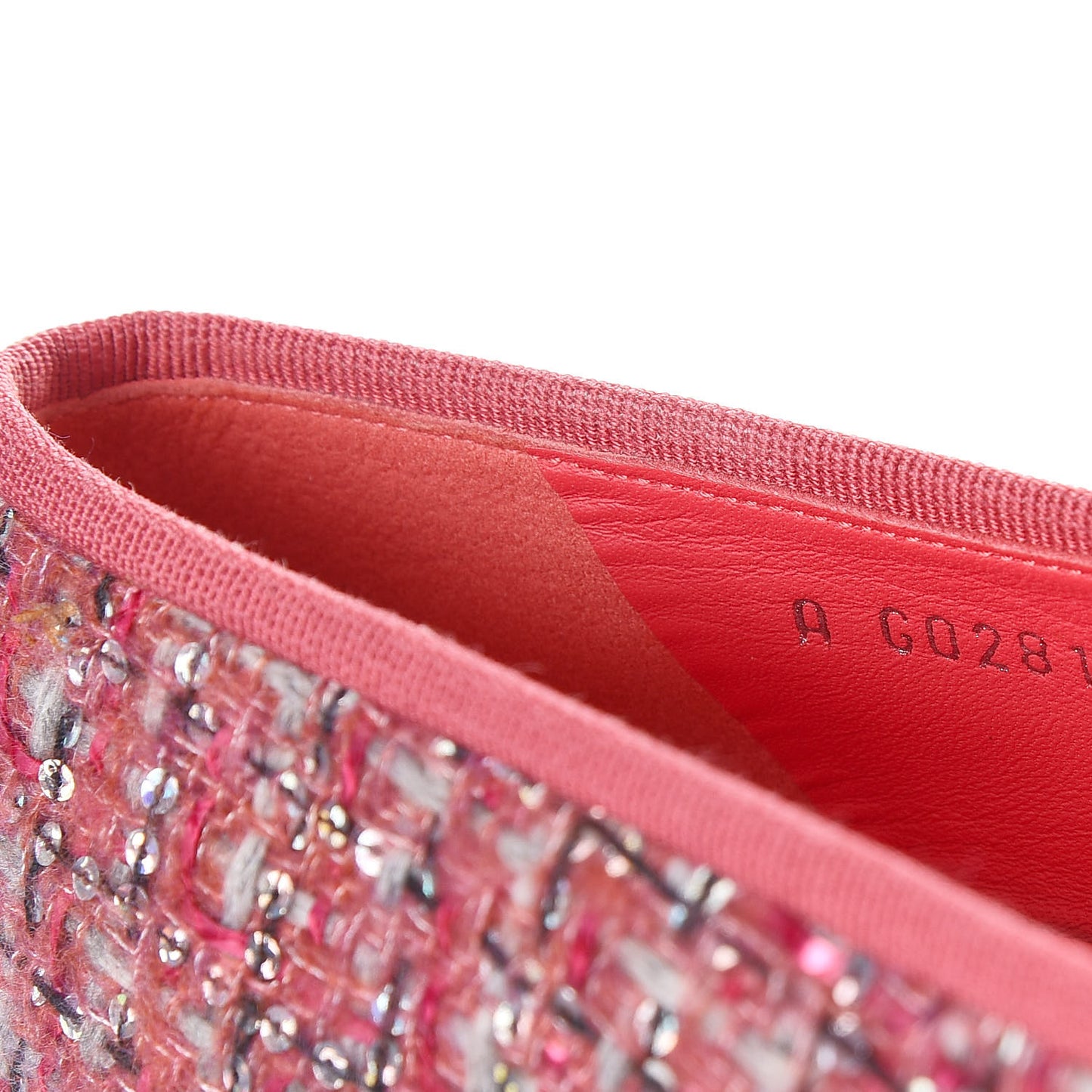 Tweed Grosgrain Sequin Cap Toe Ballerina Flats 37.5 Pink Black